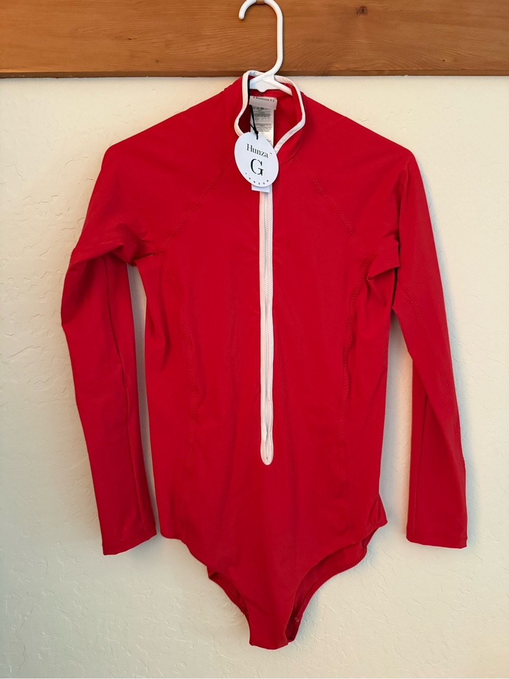 End of Summer Grab. Classic Red and White Suit by Hunza G. Never worn.